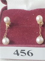 14K Gold and Pearl Earrings