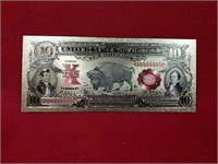 Gold Foil $10 American Bison Replica Note