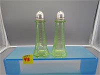 Uranium Glass Salt and Pepper Shakers