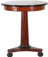 EMPIRE STYLE BURLED RED OAK PEDESTAL TABLE