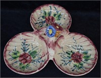 Vintage Hand Painted Porcelain Divided Nut Dish