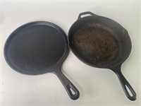 (2) Cast Iron Pans By Lodge