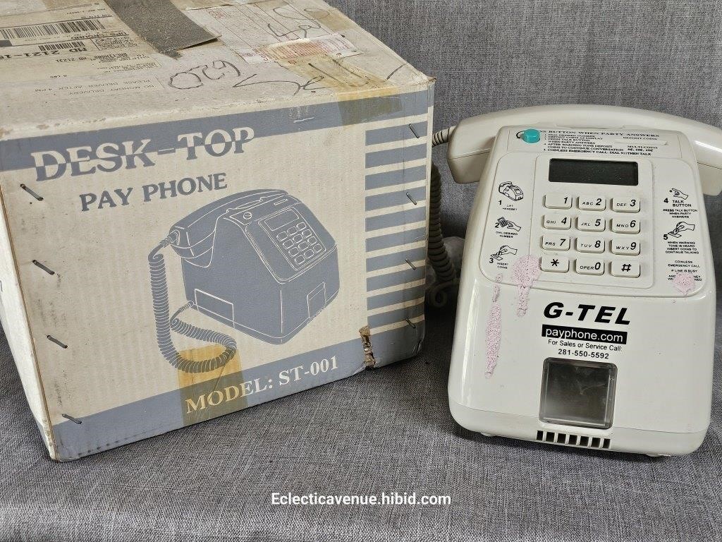 G Tel Counter Top Pay Phone with Box & Lock