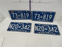 2 pairs of Ontario License plates