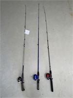 Rods (3) w/ reels: rods are Shakespear, ...