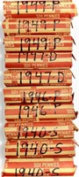 (10) Rolls 1940's Wheat Cent Penny Lot