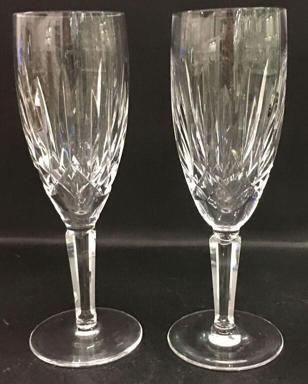 Pair Of Waterford Crystal Champagne Flutes