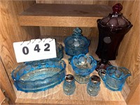 Blue, Red Coin Glass pieces