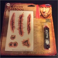 (N) Pirate Tattoos Wound Bloody Scab Kit for Hallo