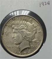 Silver U.S. Peace 1 Dollar 1924 Fine