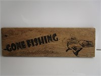 Gone Fishing Wood Sign 7.5"x24"