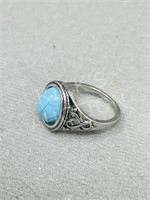 Turquoise & silver ring - size 8