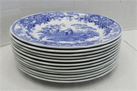 12 Spode Blue Room Dinner Plates