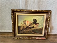 Oil Painting As Is Frame Adobe House on Hill
