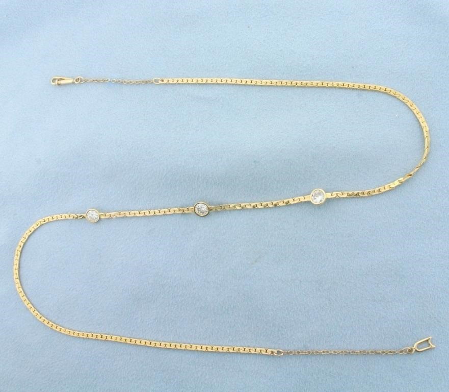 1ct Diamond Station Necklace in 14k Yellow Gold