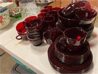 Vintage ruby red glassware set