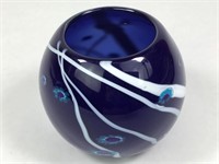 Lindman 2003 Signed Blown Glass Ball Vase