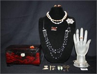 Jewelry Box with Costume Jewelry-odds and ends