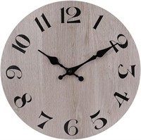 12" Wall Clock Rustic Weathered Gray Wooden Wall