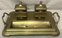 1880/90's double brass desk inkwell.