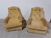 (2) Gold Colored Cushion Chairs