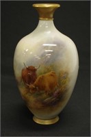 Royal Worcester Stinton Highland Cattle vase