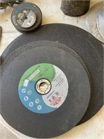 METAL CUTTING DISK, TWO MOON HUBCAPS, OIL CAN,