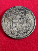 1956 Canada Silver 50 Cent Coin, .800 Silver
