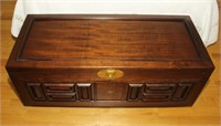 Asian teak hope chest w brass accents