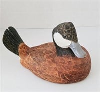 Vintage Signed Wooden Ruddy Duck Decoy