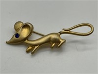 Vintage Gold Tone Figural Mouse Pin