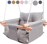 CaTeam - Canvas Baby Swing, Wooden Hanging Swing