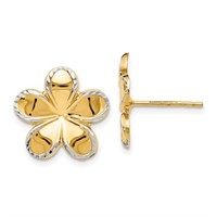 14 Kt with Rhodium Flower Post Earrings