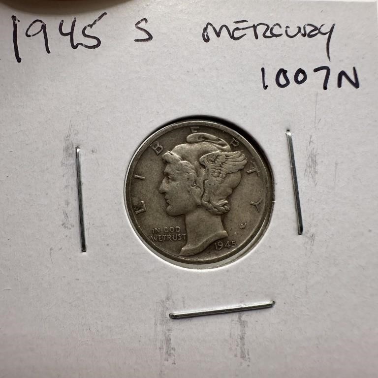 1945-S MERCURY SILVER DIME