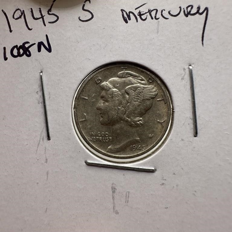 1945-S MERCURY SILVER DIME