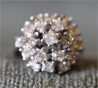 STERLING DIAMOND CLUSTER RING