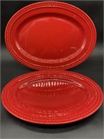 (2) Emeril Red Stoneware Platters