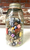 Ball Jar of marbles, dice, keys, and more