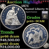 *Highlight* 1871 Seated Liberty $1 Graded pr65+ DC