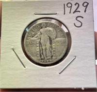 1929 S SILVER STANDING LIBERTY QUARTER