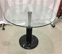 Glass Top Small Dining Table w/Marble Base