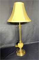 Tall Lamp with Brushed Metal and Marble Design
