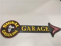 Cast iron signal gasoline garage arrow sign