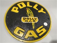 Cast iron poly gas sign measures over 9 inches