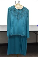 Jack Bryan Beaded Turquoise Dress