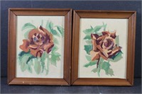 Vintage Framed Oil on Canvas : Roses