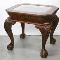 Ornate Claw Foot & Beveled Glass End Table