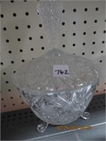 Cut Crystal Footed Covered Candy Dish