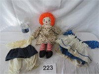 HAND MADE RAGGEDY DOLL, CLOTHES