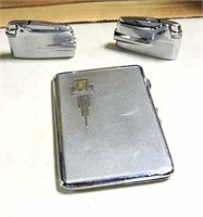 Vintage Cigarette Case & 2 Vintage Ronson Lighters